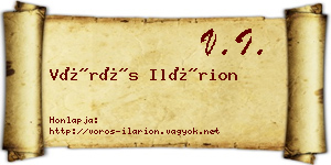 Vörös Ilárion névjegykártya